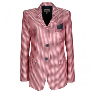 Pre Owned Armani Collezioni Geometric Jacquard Pocket Square Detail Blazer M