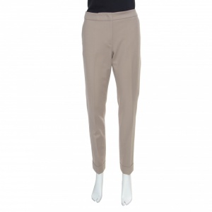 Armani Collezioni Beige Cuffed Hem Tailored Trousers M