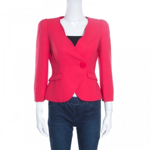 Armani Collezioni Red Silk Georgette Tailored Blazer S