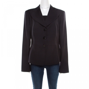 مملوكة مسبقًا جاكيت أرماني كوليزوني صوف تويل بيبلوم أسود XL