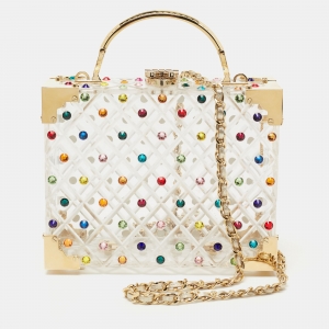 Aspinal of London Transparent Candy Crystals Embellished Acrylic The Trunk Top Handle Bag