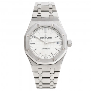 Audemars Silver Stainless Steel Royal Oak 15450ST.OO.1256ST.01 Unisex Wristwatch 37 mm