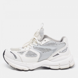 Axel Arigato White/Grey Leather and Mesh Marathon Runner Sneakers Size 35