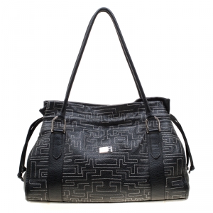 Baldinini Black Leather Shopper Tote 