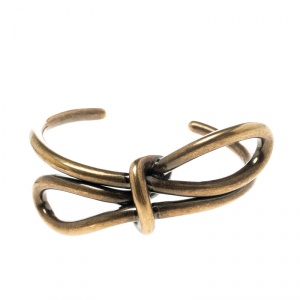 Balenciaga Bow Boucle Gold Tone Open Cuff Bracelet Size M