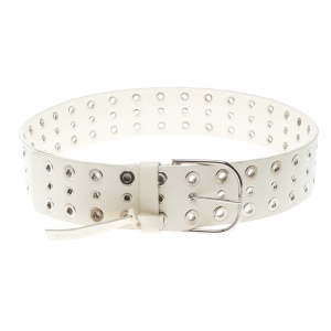 Balenciaga Off White Leather Eyelet Belt 85cm