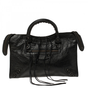 Pre Owned Balenciaga Black Leather RH City Bag