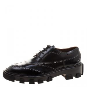 Balenciaga Black Leather Topstitch Platform Derby Size 40