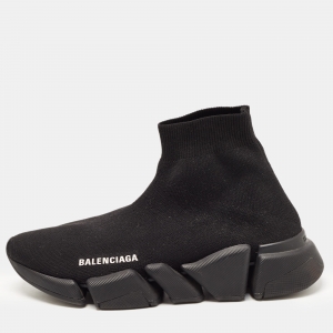 Balenciaga Black Knit Fabric Speed Trainer Sneakers Size 38