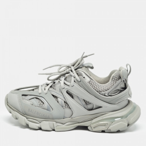 Pre Owned Balenciaga Grey Faux Leather Track  Sneakers Size 39