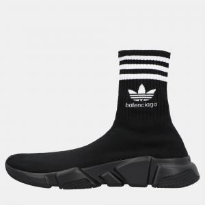 Balenciaga x Adidas Black/White Canvas Speed Trainer Sock Sneaker EU 41