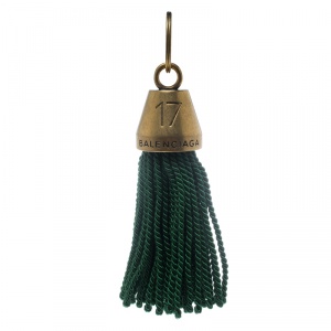 مملوكة مسبقًا Balenciaga Green Hotel Fringe Gold Tone Bell Key Ring
