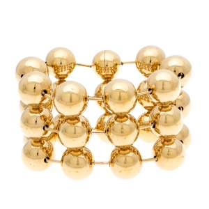 Balenciaga Gold Tone Triple Sphere Link Bracelet 