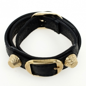 Balenciaga Giant Gold Triple Tour Black Bracelet 