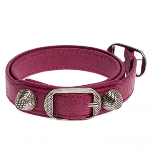Balenciaga Pink Leather Arena Giant Wrap Bracelet S