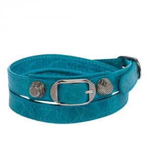 Balenciaga Arena Blue Leather Giant Triple Tour Bracelet M
