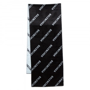 Balenciaga Bicolor Logo Intarsia Brushed Silk Scarf