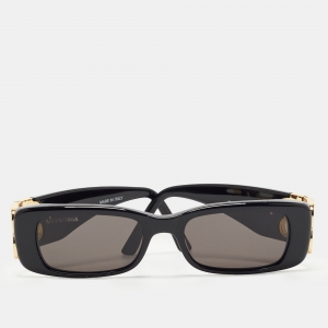 Balenciaga Black BB Logo Rectangle Sunglasses