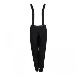 مملوكة مسبقًا Balenciaga Black Stretch Crepe Pleat Front Tapered Suspender Trousers M