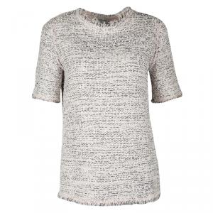 Pre Owned Balenciaga Blush Pink Textured Short Sleeve Top M