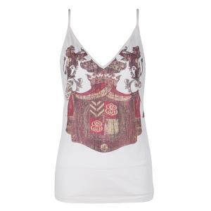 Pre Owned Balenciaga Cream Logo Print Jersey Camisole M
