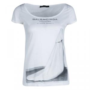 Pre Owned Balenciaga White 1960s Bride Print T-Shirt S