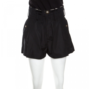 Balenciaga Black Paper Bag Waist Pleat Front Shorts M