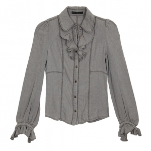 Pre Owned Balenciaga Denim Ruffle Shirt S