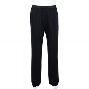 Balenciaga Black Logo Detail Wide Leg Pants XL