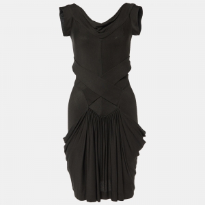 Balenciaga Black Silk Knit Shift Dress M