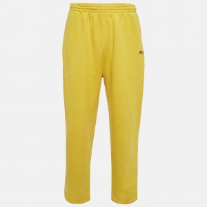 Balenciaga Wardrobe Yellow Cotton Knit Track Pants L
