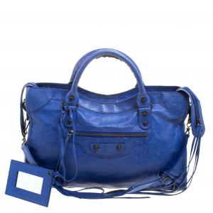 Pre Owned Balenciaga Blue Leather Classic City RH Tote