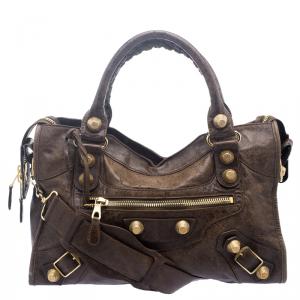 Pre Owned Balenciaga Oatmeal Leather Classic City GGH Tote