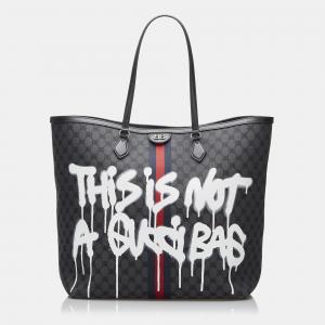 Pre Owned Balenciaga Black The Hacker Project Graffiti BB Supreme Tote