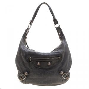 Balenciaga Grey Leather Giant Hobo