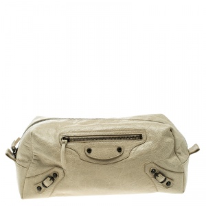 Balenciaga Beige  Leather Cosmetic Pouch