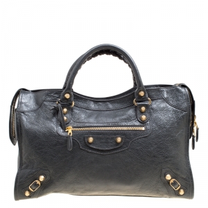 Pre Owned Balenciaga Gris Fossile Leather GH City Bag
