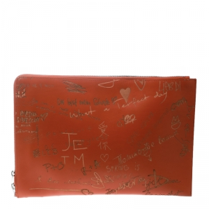 Balenciaga Orange Leather Valentine's Day Essential Pouch
