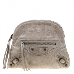 Balenciaga Grey Leather Pouch