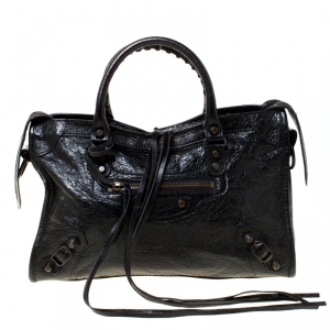 Pre Owned Balenciaga Black Leather Aj GH Classic City Tote