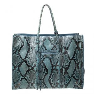 مملوكة مسبقًا Balenciaga Blue Python Leather Papier A4 Tote