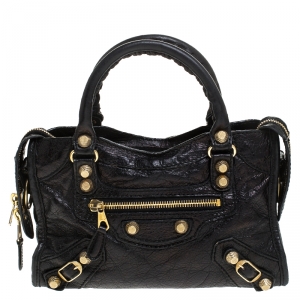 Pre Owned  Balenciaga Black Leather Mini Classic Edge City Bag