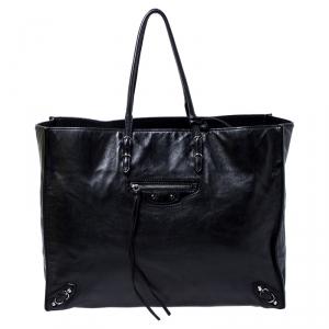 مملوكة مسبقًا Balenciaga Black Leather Papier A4 Tote