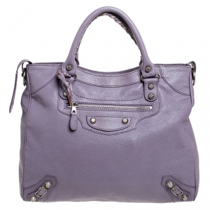 Pre Owned حقيبة يد بالنسياغا تاون RH جلد بنفسجي داكن