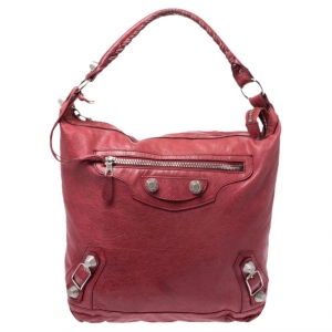 Balenciaga Red Leather Motocross GSH Day Bag