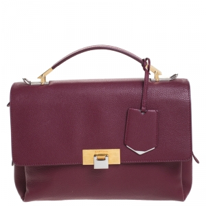 Pre Owned Balenciaga Burgundy Leather Le Dix Top Handle Bag