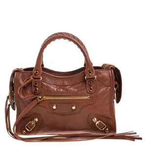 Pre Owned Balenciaga Rouille Rust Leather GH Hardware Mini City Bag 