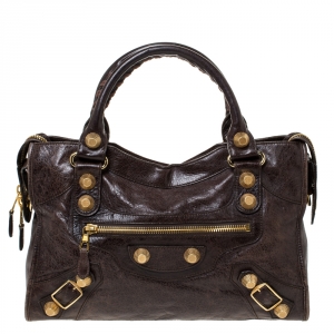 Pre Owned Balenciaga Charbon Leather GGH City Tote