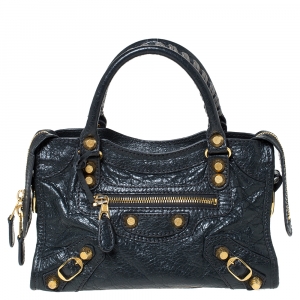 Pre Owned Balenciaga Anthracite Leather RGH Mini City Bag 