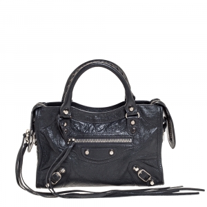 Pre Owned  Balenciaga Grey Leather Mini Classic Edge City Bag